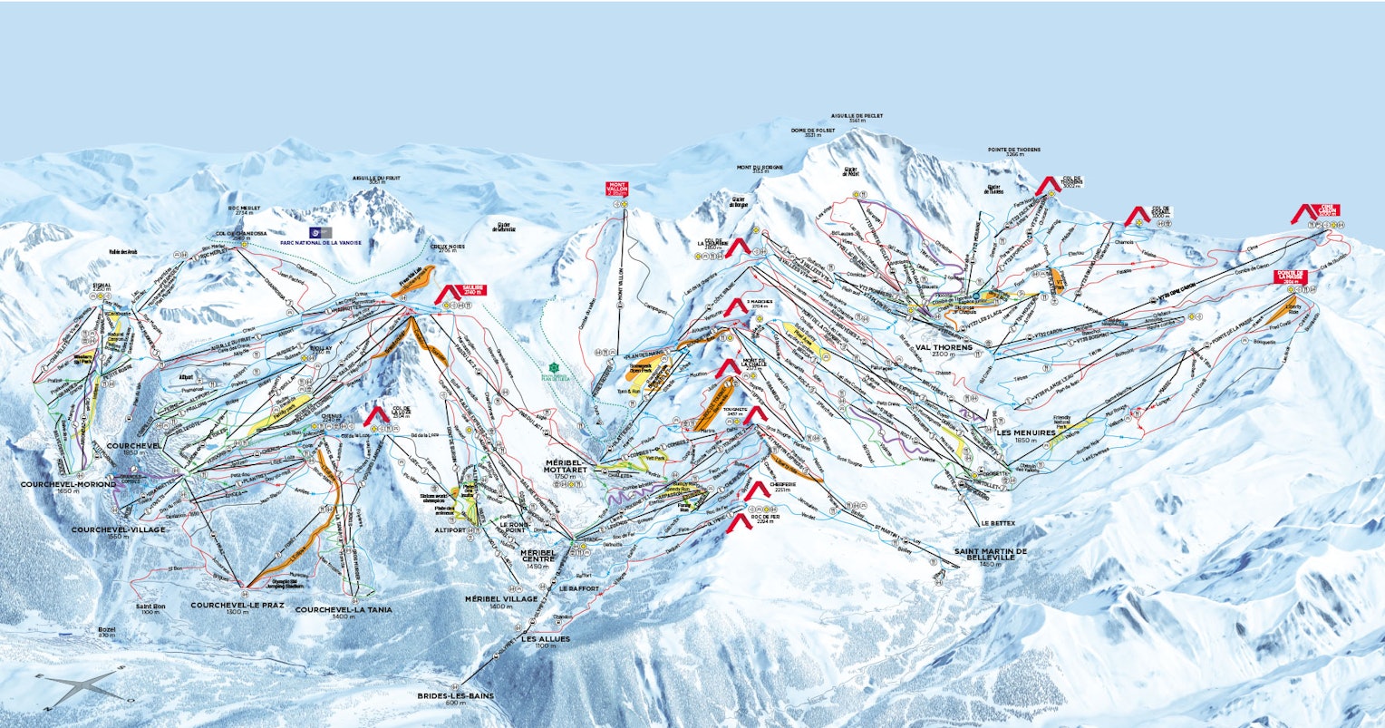 Courchevel 1850 雪道全景 - Ski Slopes Overview