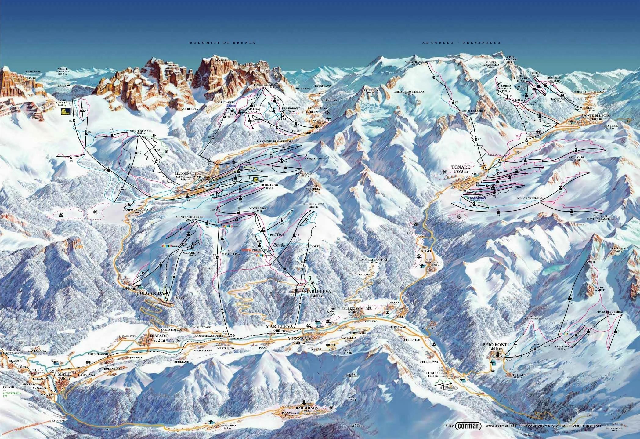 Dolomiti Superski 雪道总览图